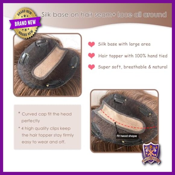 Human Hair Topper with Bangs 5x5.5 Inch Cap Silk Base Hairpiece main image 4
